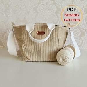 Everyday Tote Bag PDF Pattern | Shoulder Purse Sewing Tutorial | Small Travel Bag | DIY Fabric Handbag | Instant Download