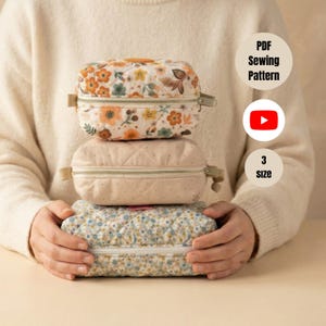 Boxy Pouch Schnittmuster: Video Tutorial, 3 Größen Tasche, PDF Schnittmuster für einen boxy Zipper, digitale Datei
