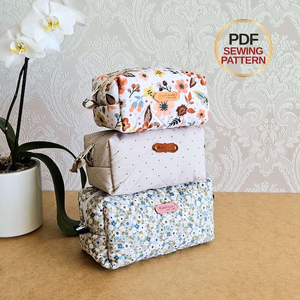 Boxy Pouch Sewing Pattern : Video Tutorial ,  3 Sizes Zipper Bag PDF | Makeup Bag Pattern | Storage Bag | DIY Gift Idea | Digital File