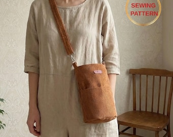Bucket Bag Pattern : Simple Tote bag Sewing Pattern, Project or Knitting Bag, Instant Download