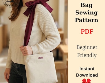 Naaipatroon Slouchy-striktas: beginnersvriendelijk, doe-het-zelf schoudertaspatroon, videotutorial (pdf-patroon)