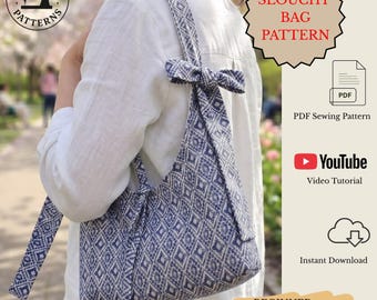 Modèle de sac matelassé souple avec noeud, modèle de sac à bandoulière, modèle de sac facile, modèle de sac facile, modèle de sac à coudre, tutoriel vidéo, PDF