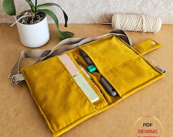 MOTIF de sac organisateur à bandoulière, pochette pour livre avec poches, accessoires de lecture, téléchargement numérique, sac pour agenda, modèle de sac organisateur