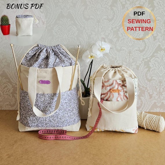 Drawstring bag pattern, bag sewing  pattern, bucket bap, two size, beginner bag pattern, digital products, patterns