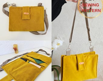 Boekhoes pdf-patroon met riem | Naai-tutorial gewatteerde opbergtas | Dagboek- en tablethouder | DIY-leesaccessoire