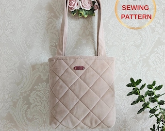 Patrón de costura en PDF para bolso de mano acolchado / Bolso tipo cubo acolchado / Bolso de hombro suave, bolso para el día a día, descarga digital para principiantes