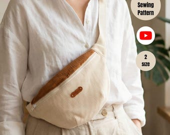 Naaipatroon heuptasje: videotutorial crossbodytas Inclusief 2 maten schoudertaspatroon + gedetailleerde instructie