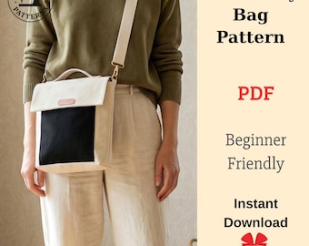 Crossbodytas pdf naaipatroon | Patroon portemonnee voor beginners | Zelfstudie canvas messengertas | Eenvoudig naaiproject