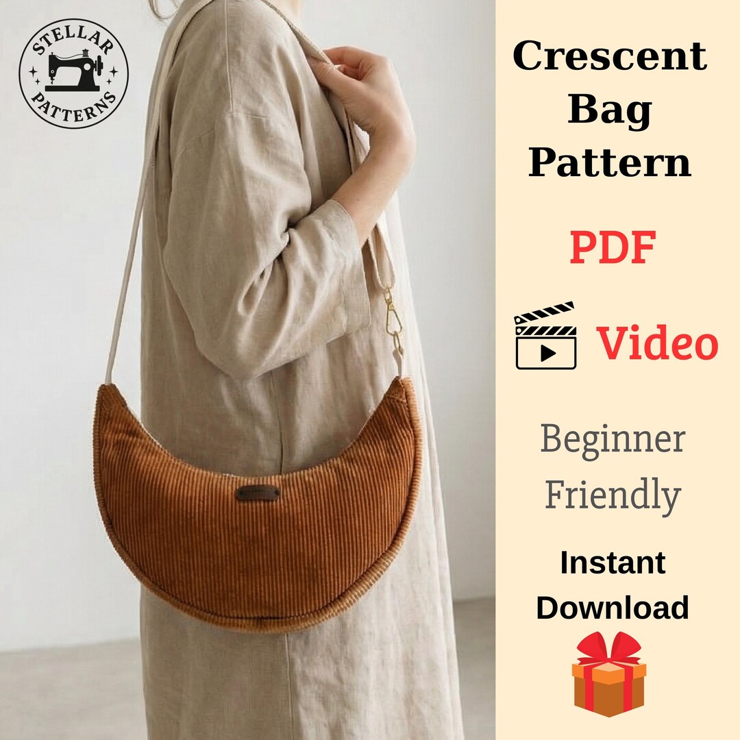 Crescent Bag Sewing Pattern: Beginner Friendly Hobo Corduroy Shoulder ...