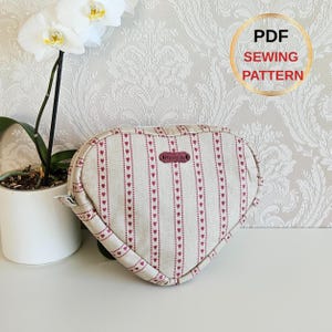 Makeup Bag Pattern, Cosmatic Bag, Heart Tote Bag PDF Sewing Pattern, Pouch Pattern,  Digital Products DIY Bag Pattern