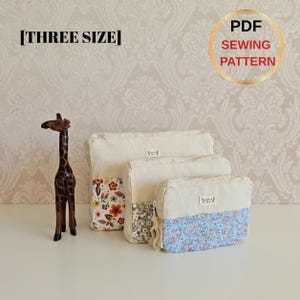3 Sizes Zipper Pouch PDF Sewing Pattern, Cosmetic Bag, Pencil Case, Toiletry Organizer, Beginner Friendly, Fabric Pouch Pattern