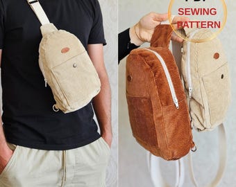 Patroon uniseks schoudertas: videotutorial, naaipatroon crossbody borsttas in 2 maten | Gemakkelijke DIY-schoudertas | Direct downloaden