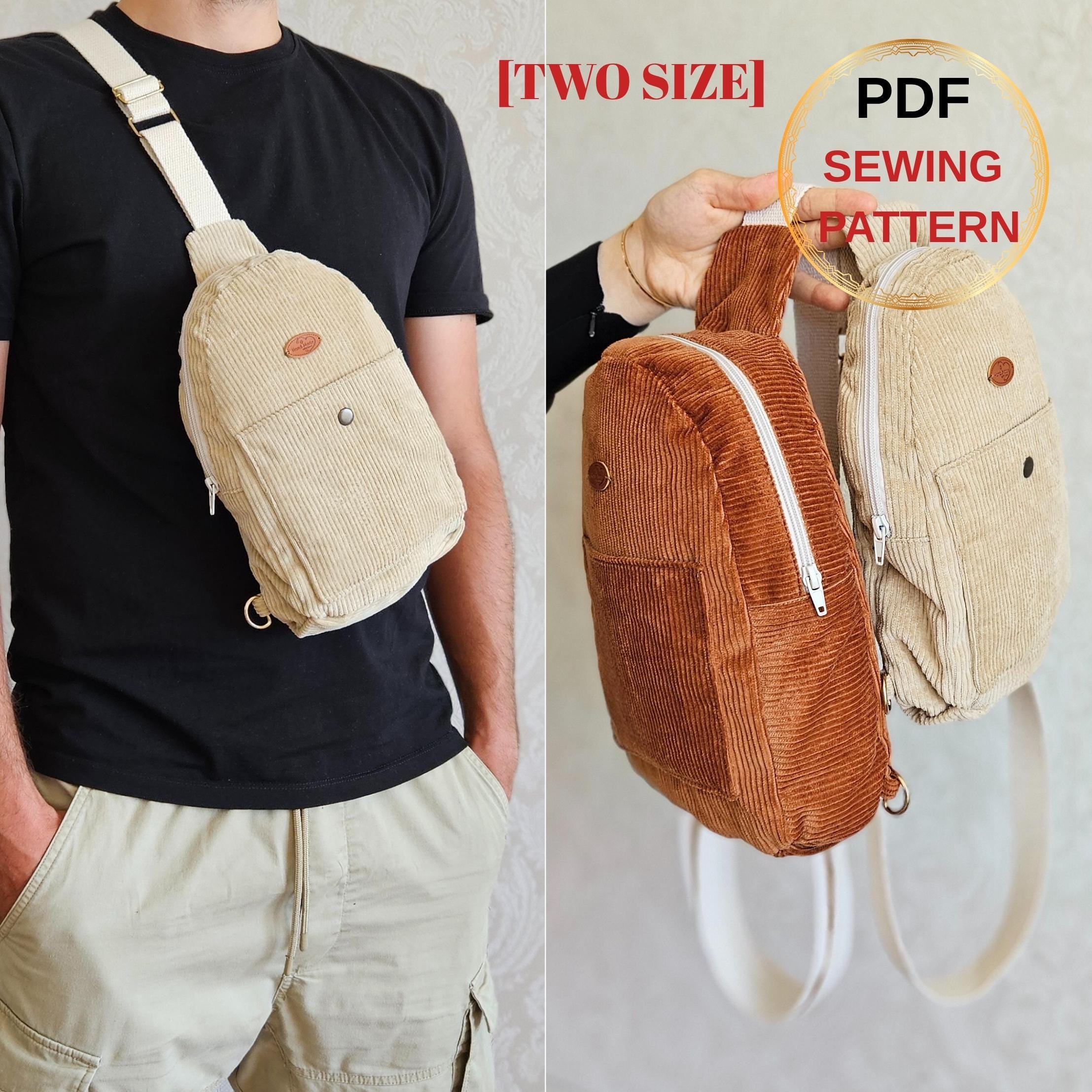 Unisex Sling Bag Pattern : Video Tutorial, Crossbody Chest Bag Sewing ...