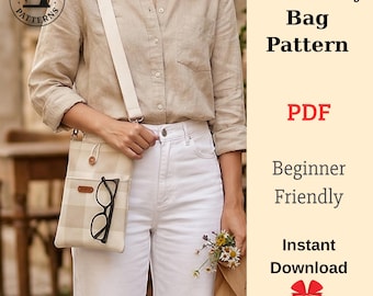 Crossbody-telefoontas naaipatroon, draagtas voor beginners (pdf-download)