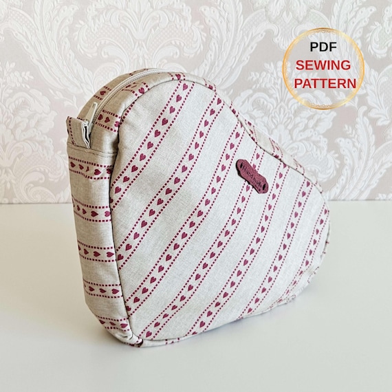 Heart Tote Bag PDF Sewing Pattern Boxy Quilt Cosmetic Pouch