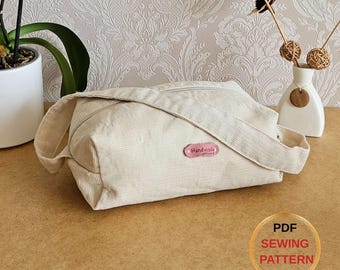 Patrón de costura para neceser / Patrón de costura en PDF para bolsa de maquillaje / Bolso con cremallera para principiantes / Patrón de costura digital