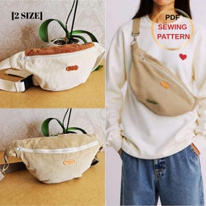 Fanny Pack Sewing Pattern, Crossbody Bag, Two Size, Waist Bag Pattern,sling bag pattern, A4, US-Letter, Arch formats