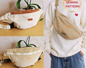 Patron de couture de sac banane, sac bandoulière, deux tailles, modèle de sac banane, modèle de sac à bandoulière, A4, lettre US, formats arch
