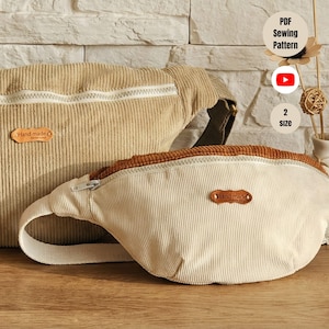 Fanny pack pattern: Video Tutorial Crossbody Bag, Two Size, Waist Bag Pattern,sling bag pattern, A4, US-Letter, Arch formats
