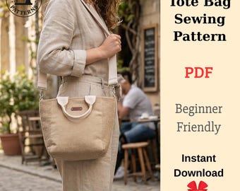 Naaipatroon draagtas: gewatteerd, om te winkelen, direct downloaden