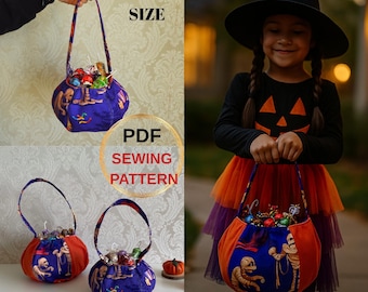 Halloween Trick or Treat naaipatroon mand, halloweenmand, snoepemmer voor kinderen, digitale producten, naaipatroon tassen