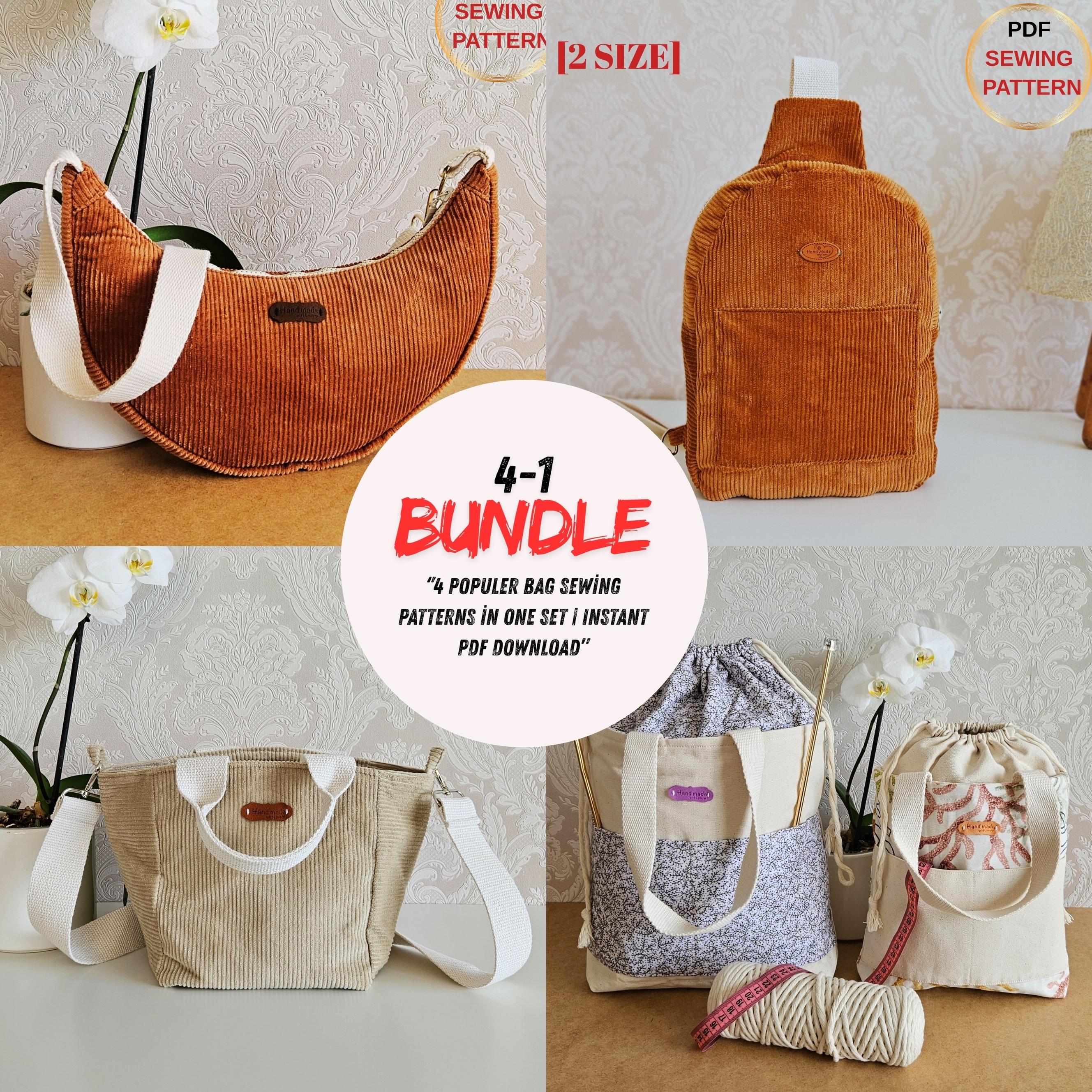 4 in 1 Bag Sewing Pattern | Crescent Crossbody, Sling Bag, Tote Bag and ...