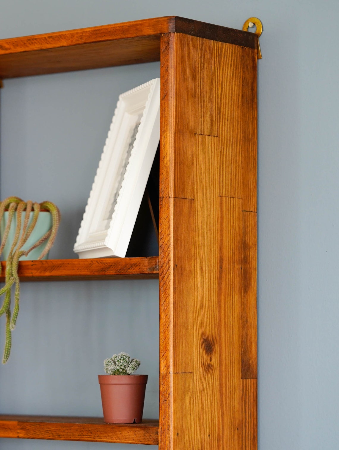 Light Walnut 3 Tier Wall Mounted Bookcase, Floating Bookshelves