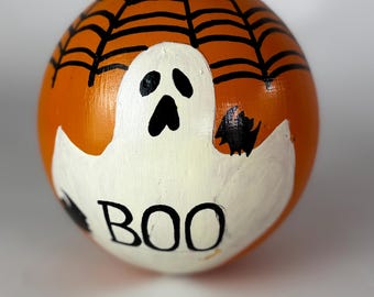 Handbemalter Geist (BOO) Halloween Möbel Fuss | 15 cm Buchenholz Spuk Dekor | Single Bun Füße | Bau Dir Dein eigenes Set