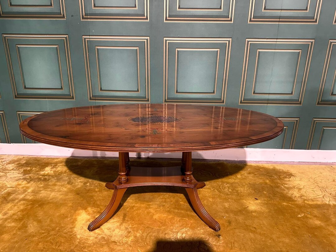 Absolutely Stunning Vintage Yew Wood Oval Coffee Table Having Etsy UK