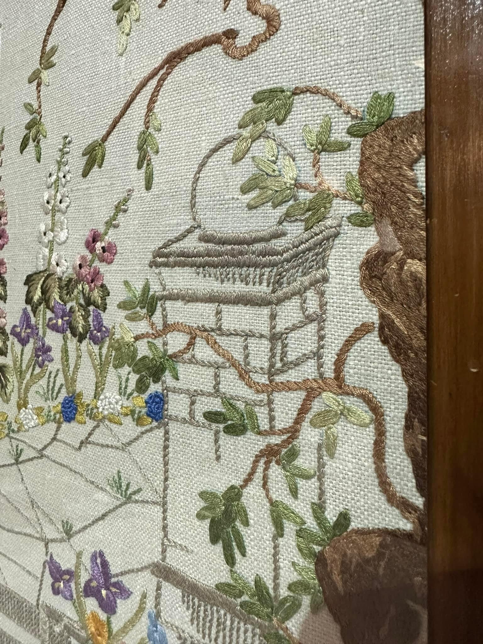 Beautiful Hand Embroidered Fire Screen of a Garden / Floral Scene ...