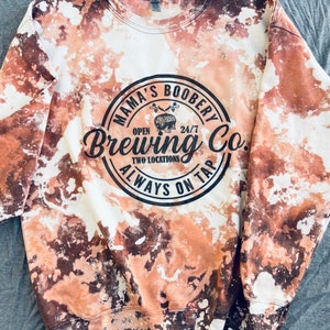 Cowhide Bleached Mamas Boobery Sweatshirt | Crewneck | Cow Print Tie Dye | Funny Breastfeeding Shirt | Pullover | Brewing Co | New Mom Gift
