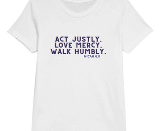 Micah 6:8 Premium Kids Crewneck T-shirt- Wear a Christian message to proclaim God's love for you and others!