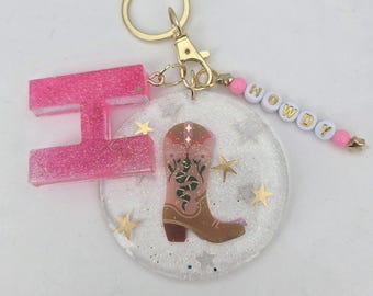 Circle Keychain- Howdy Cowgirl