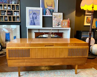 Mid Century Teak HMV Radiogram Stereo System