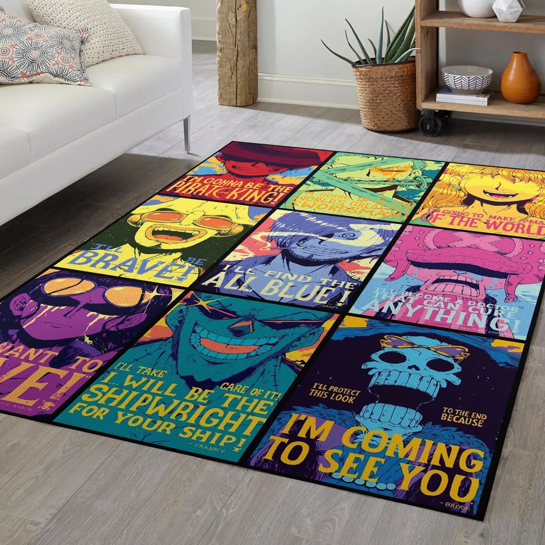 Manga Rug Easy to Clean Salon Rug Black and Red Rug Etsy