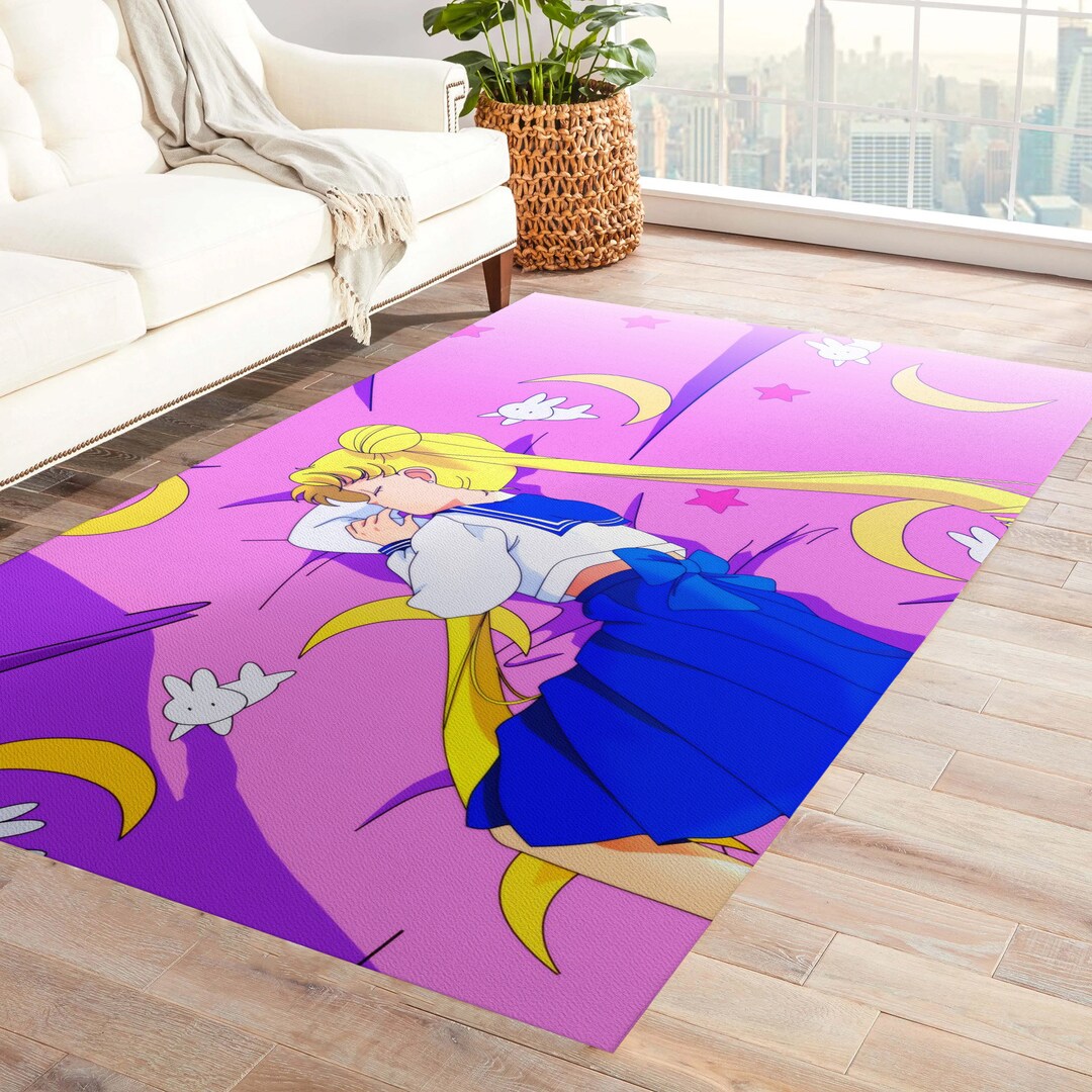 Anime Rug Sailor Moon Rug Pink Rug Kawaii Rug Purple Rug Etsy