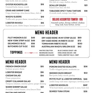Plantilla personalizable para menú de restaurante moderno