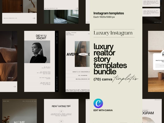 Real Estate Instagram Story Templates: Luxury Realtor Designs (70 Canva Templates)