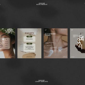 This Skincare Instagram Post Bundle Kit features a collection of fully editable Canva templates designed with a minimalist aesthetic in a soothing Forest Retreat color palette, perfect for skincare brands, beauty influencers, and salons to effortlessly create beautiful posts showcasing products, tutorials, seasonal promotions, and client testimonials for cohesive social media marketing.