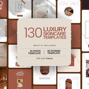 130 Esthetician Templates For Skincare | Skincare Instagram Post Template | Instagram Stories | Beauty Instagram Pack | Canva Editable