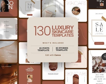 Esthetician Instagram Templates: Skincare Posts & Stories (Canva Editable)