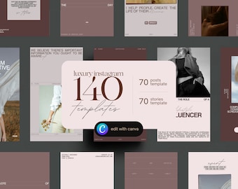 Plantillas minimalistas para publicaciones e historias de Instagram: 140 diseños de Canva (descarga digital)