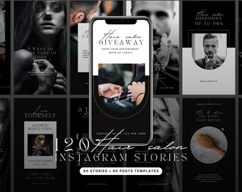 Hair Stylist Instagram Template: Salon Posts & Stories (Canva Editable)