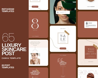 65 Skincare Instagram Post Templates: Beauty Canva Templates