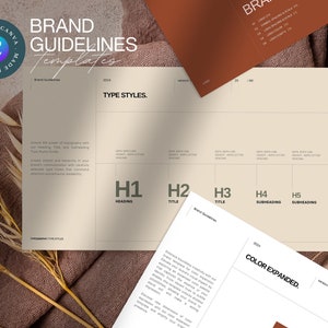 Plantilla de kit de marca / Pautas de marca de 61 páginas / Paleta de marca / Plantilla Canva / Libro de marca / Paquete de marca / Paleta de marca