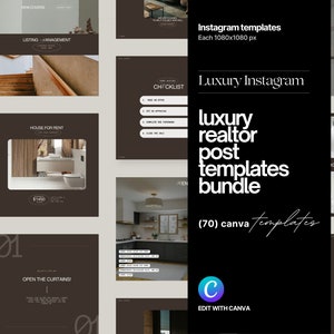 Real Estate Social Media Bundle | Real Estate Template For Canva | Real Estate Posts Template For Instagram | Luxury Realtor Post Templates
