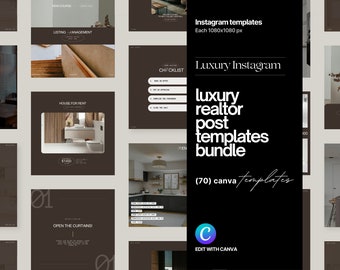 Luxury Realtor Instagram Post Templates: Canva Social Media Bundle (Digital Download)