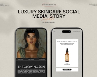 Skincare Insta Stories Pack | 35 Editable Canva Templates | Minimalist Aesthetic for Beauty Brands | Showcase Products and Promotions