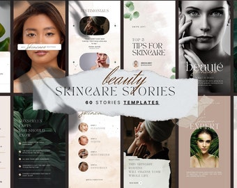 60 Skincare Instagram Story Templates: Editable Canva Design