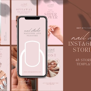 Nail Salon Instagram Storis | Manicure Pedicure Beauty | Nail Care Post Templates | Beauty Canva Template | Nail Art | Nail Studio